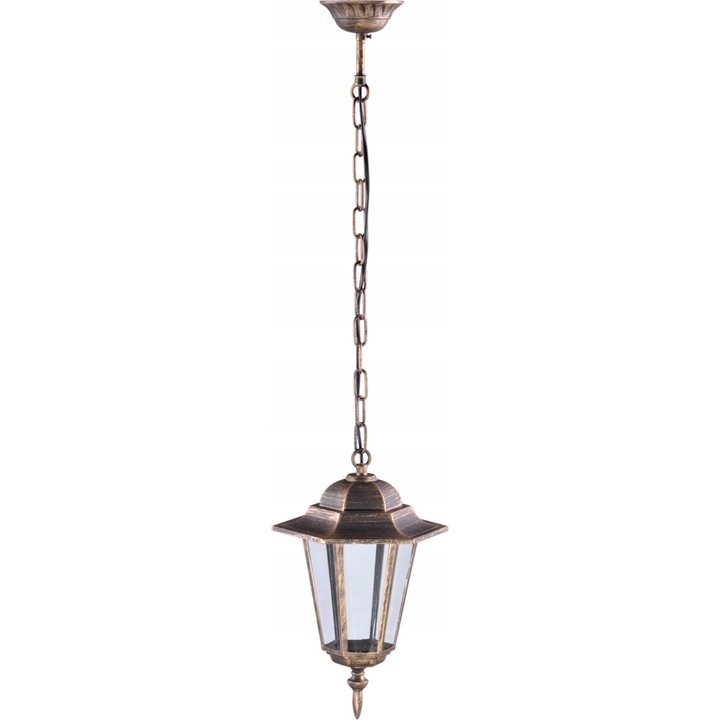 Lampa suspendata exterioara Kaja STANDARD K-5009H, negru-auriu, 30x20cm, IP44, design clasic