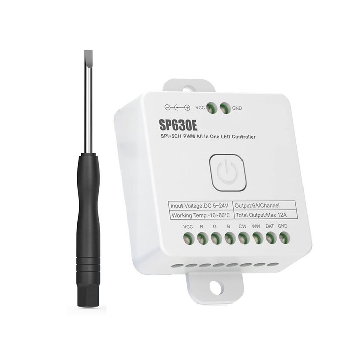 Controler LED 12-in-1 Bluetooth SP630E, multifunctional, RGB, 5-24V
