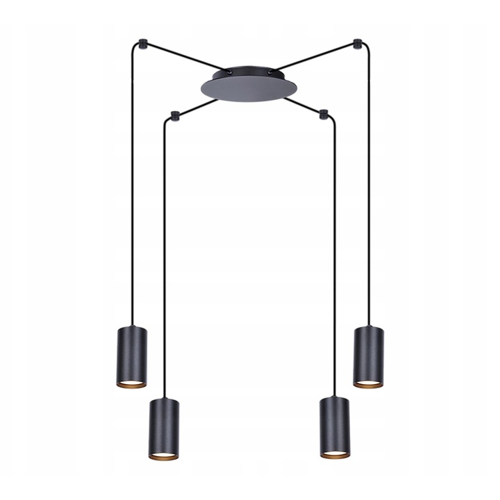 Lampa suspendata PUERTO, 4 surse de lumina, neagra, 30x400cm
