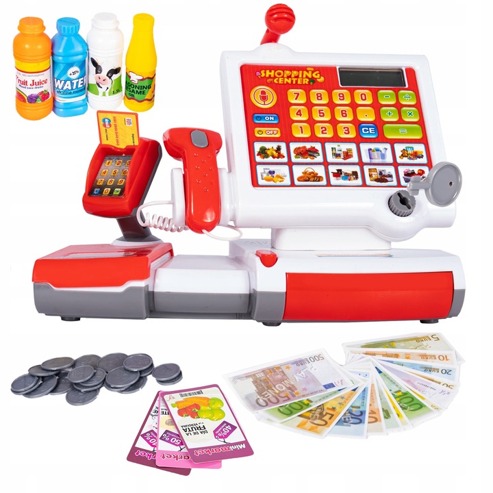 Set joaca supermarket, click4TOYS, kasa fiscala interactiva, scanner, accesorii, 31x21x14cm