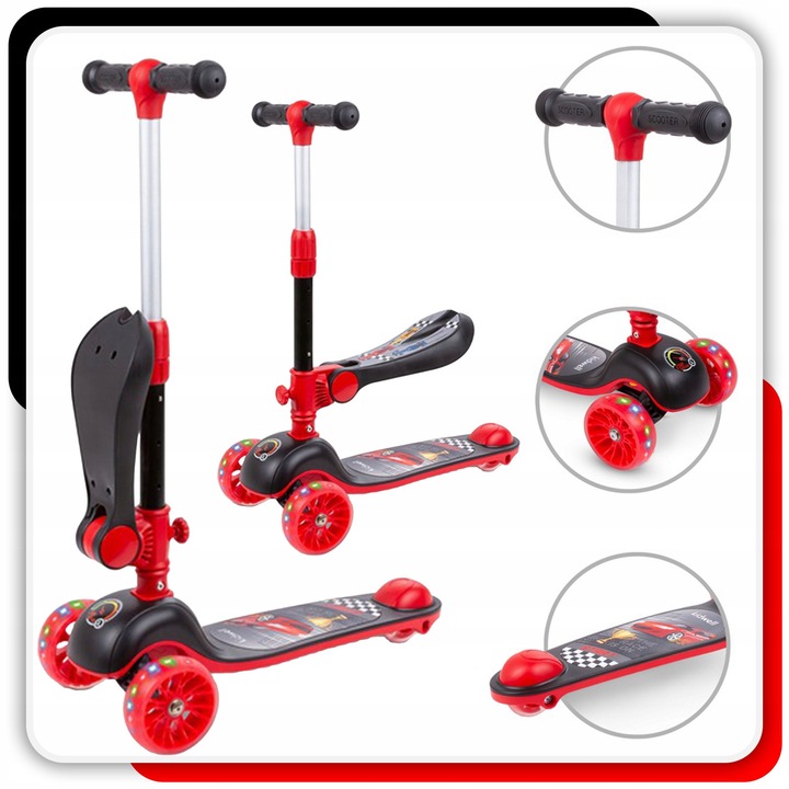 Kidwell Rimba 2 az 1-ben roller, LED kerekekkel, max. 50 kg teherbírás, állítható magasság 68-80 cm, összecsukható
