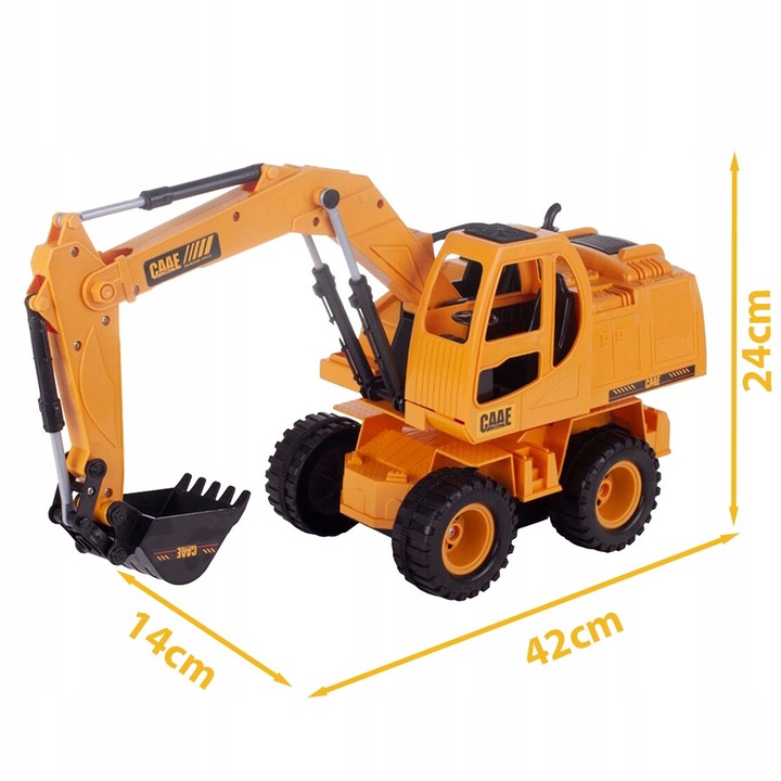 Excavator RC Stator cu Lyza Mobila, 1:24, Sunete Reale, 42x14x24cm, Set cu Accesorii