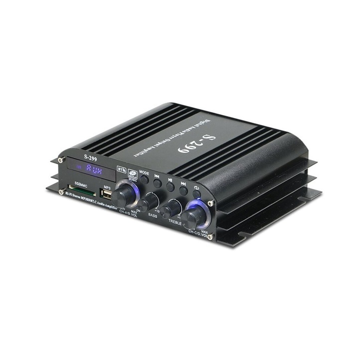 4.1 csatornás audio erősítő 40Wx4 Bluetooth USB SD fekete 12V