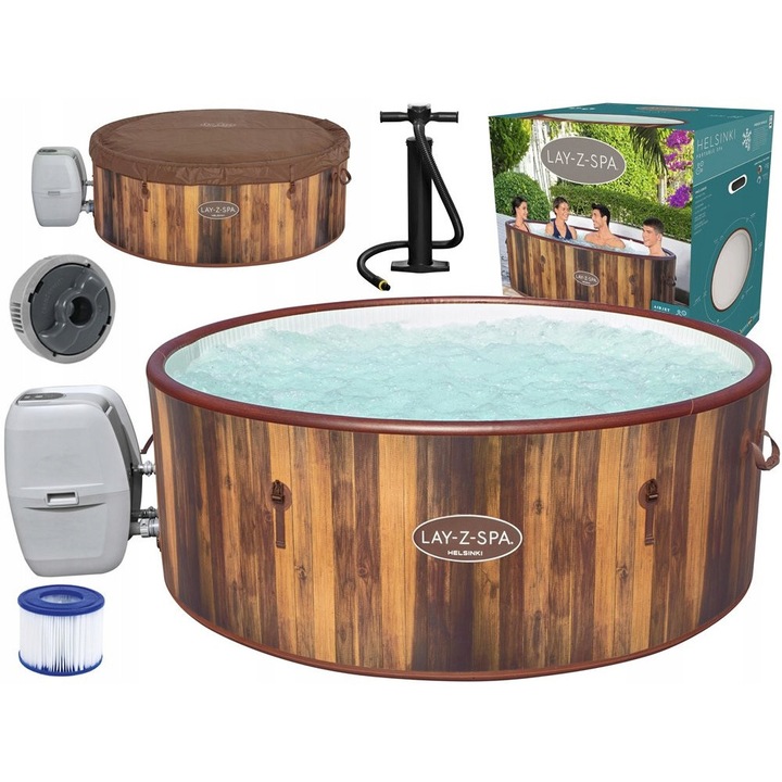 Jacuzzi Lay-Z-Spa Helsinki 5-7 persoane, 180x66cm, sistem masaj AirJet, incalzire rapida 40°C