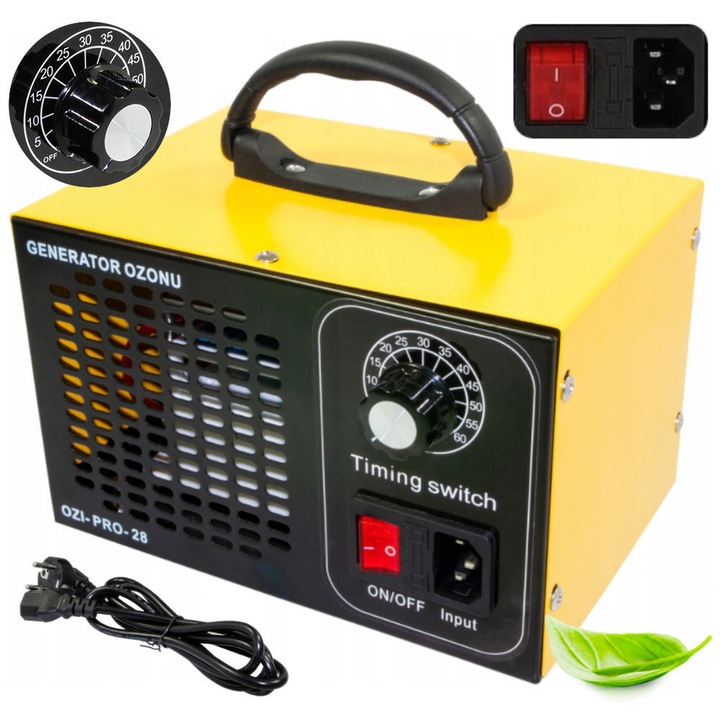 Generator de ozon Stator 120W, 28.000mg/h, din otel inoxidabil, galben, 20x14x20cm