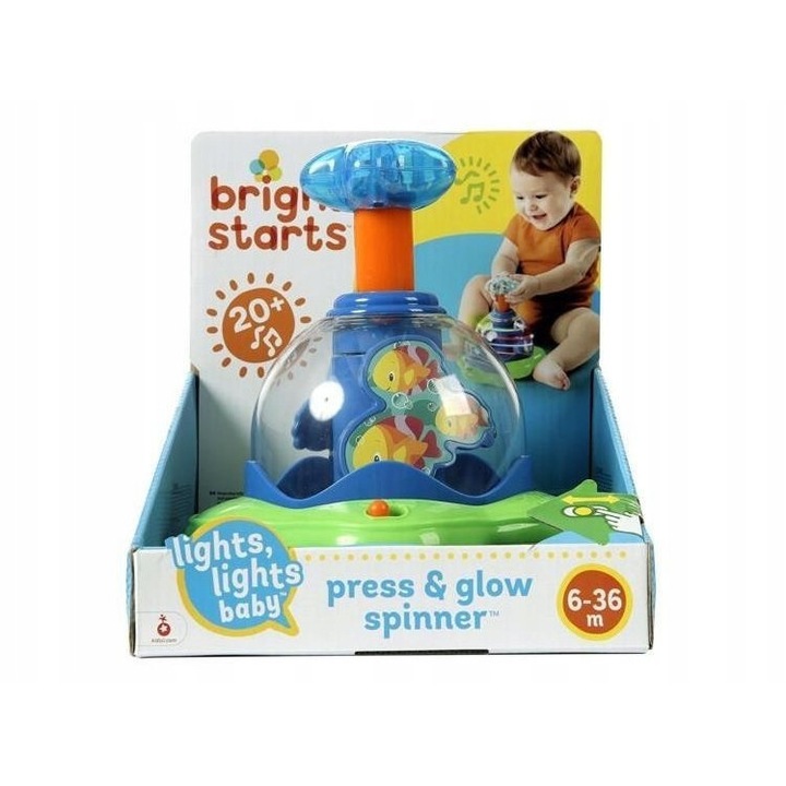 Интерактивна играчка Bright Starts, Press & Glow Spinner, 20 мелодии, 6.7x7.2x7.8см