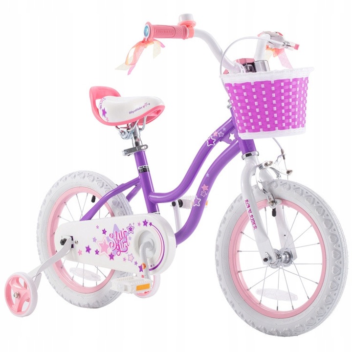 Bicicleta copii RoyalBaby STAR GIRL 16", roti de 16", cu cos si roti laterale, pentru fetite, 110x66-74cm