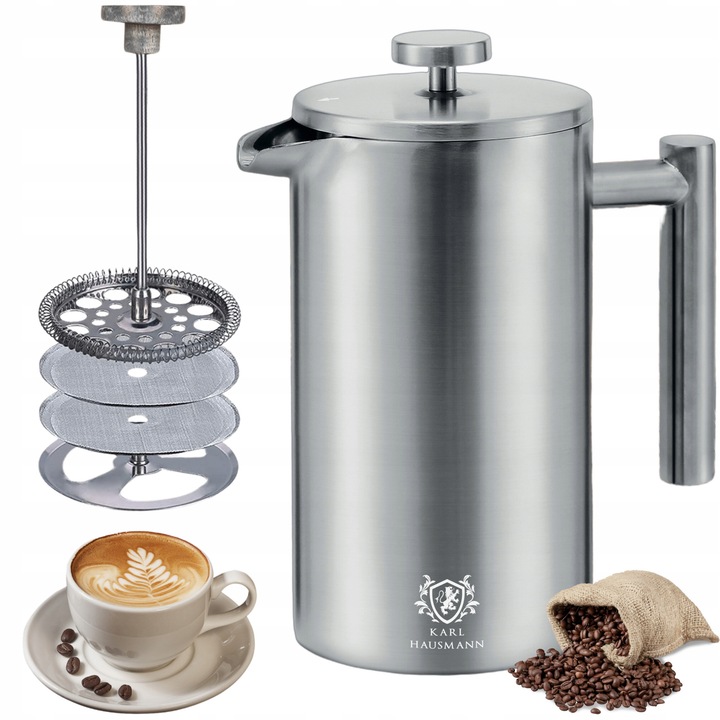 Ceainica Karl Hausmann, 1000 ml, French Press, pentru cafea si ceai