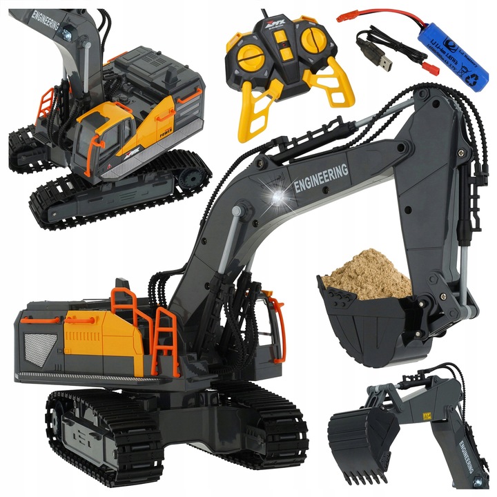 Excavator de jucarie Stator, cu telecomanda, lumini, 640, multicolor