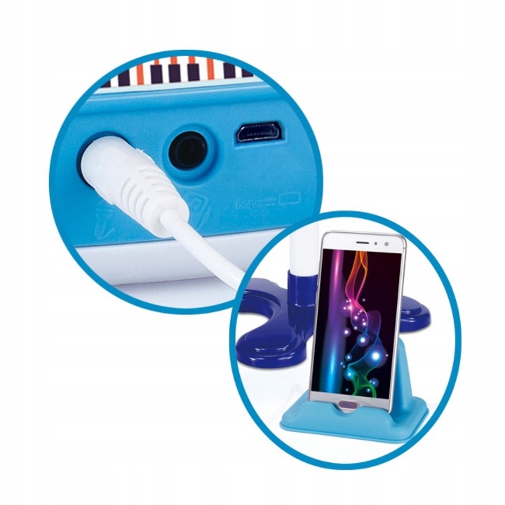 Gyermek karaoke szett, click4TOYS, mikrofon, állvány, fényeffektusok, rózsaszín, kék