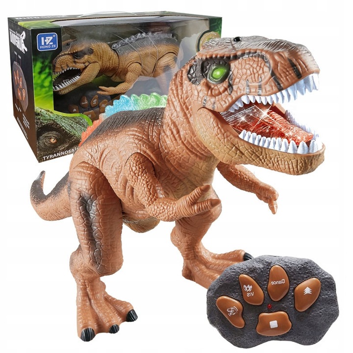 Dinozaur interactiv zdalnie controlat, click4TOYS, efecte sonore si luminoase, 42x25x15cm