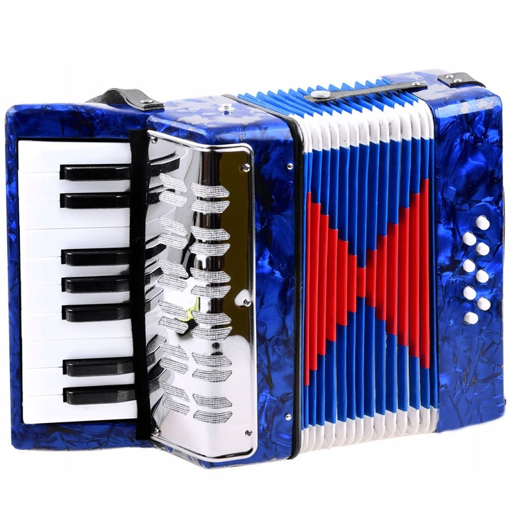 Jokomisiada gyermek harmonika, 23x23x10cm, billentyűkkel és szíjjal, többszínű