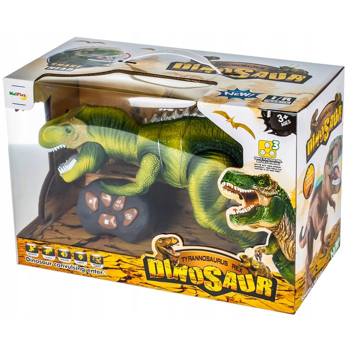 Interaktív T-Rex XXL dinoszaurusz, MalPlay, járó és táncoló funkcióval, többszínű