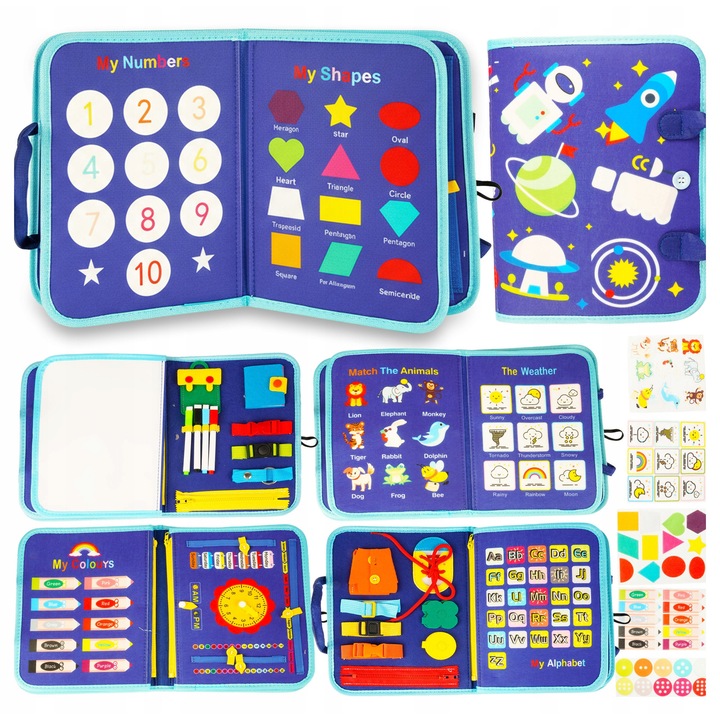Montessori filc szenzoros könyv, MalPlay, interaktív bébijáték, 3D