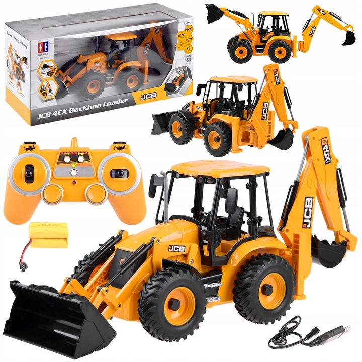 Játék építőipari gép, Jokomisiada, Traktor Spychacz Koparka, távirányítós, sárga