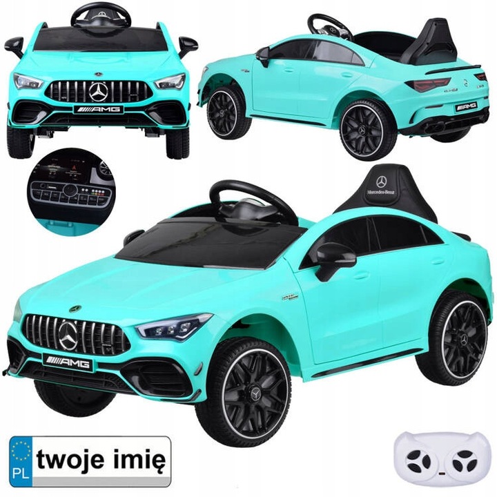 Masinuta electrica pentru copii Mercedes AMG CLA 45s, efect de balansare, 4x12V, albastra, 110x61x45cm