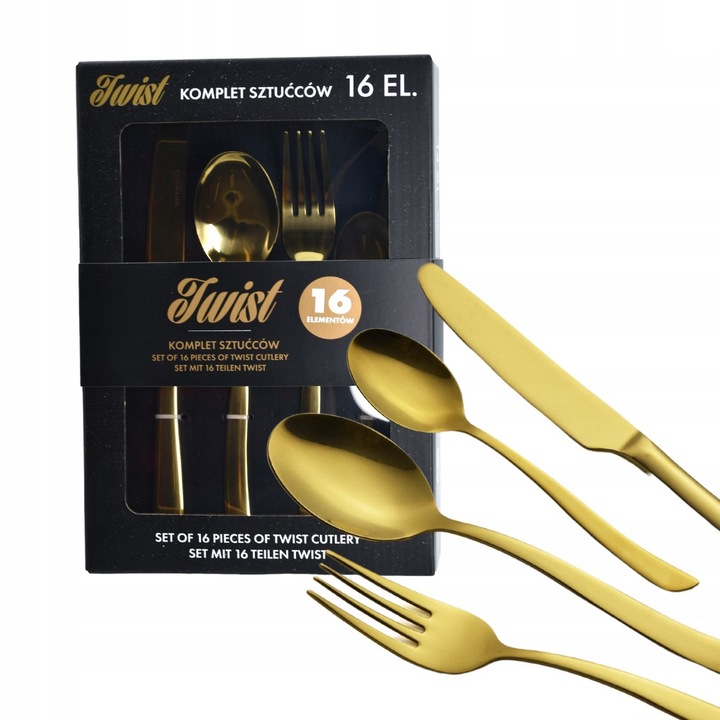 Комплект прибори Karl Hausmann Twist 16 части, полирана неръждаема стомана, за 4 души