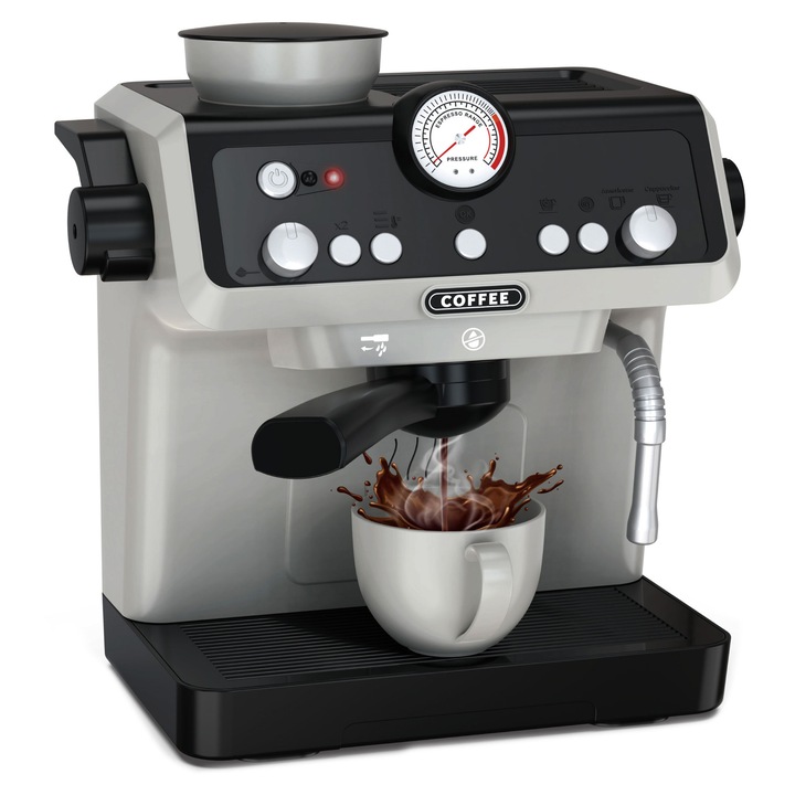 Expres de cafea pentru copii, click4TOYS, set barista, efecte sonore, 20x23x14cm
