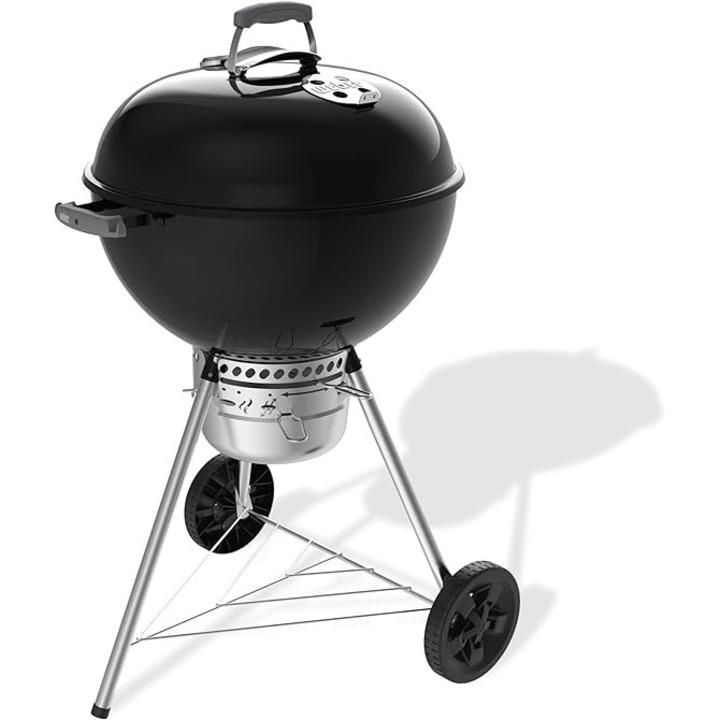 Gratar cu carbune Weber Original Kettle Premium / capac si cuva emailate cu portelan, suprafata de gatit 57 cm, sistem de curatare One Touch, termometru in capac, suport tip trepied si roti, negru, 2026