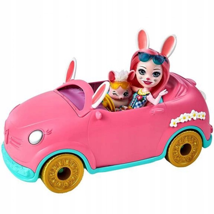 Комплект Enchantimals Зайчешка каляска с кукла Bree Bunny, 10 аксесоара, многоцветен, 25,5см