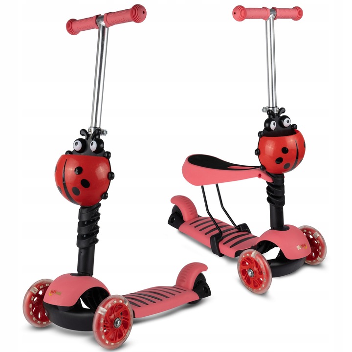 MalPlay gyermek roller, 3 kerék, állítható magasság, LED kerekek, 62-74cm, 24-30cm, többszínű