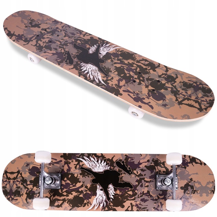 Fadeszkás gördeszka gyerekeknek, MalPlay, ABEC-5, 50mm kerekek, csúszásmentes, 77x19,7cm, szett kétoldalas matricával