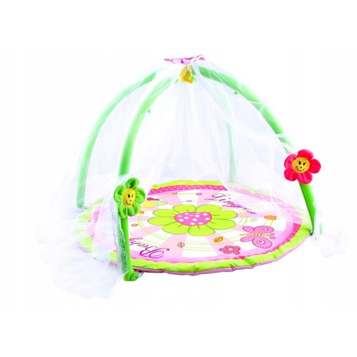 Gyermek szőnyeg szúnyoghálóval, Jokomisiada, virágok, 83cm átmérő, 50cm magasság, többszínű