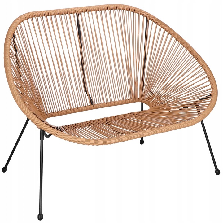 Kerti kanapé 2 személyes, Springos, Acapulco, rattan, azúrkék, modern