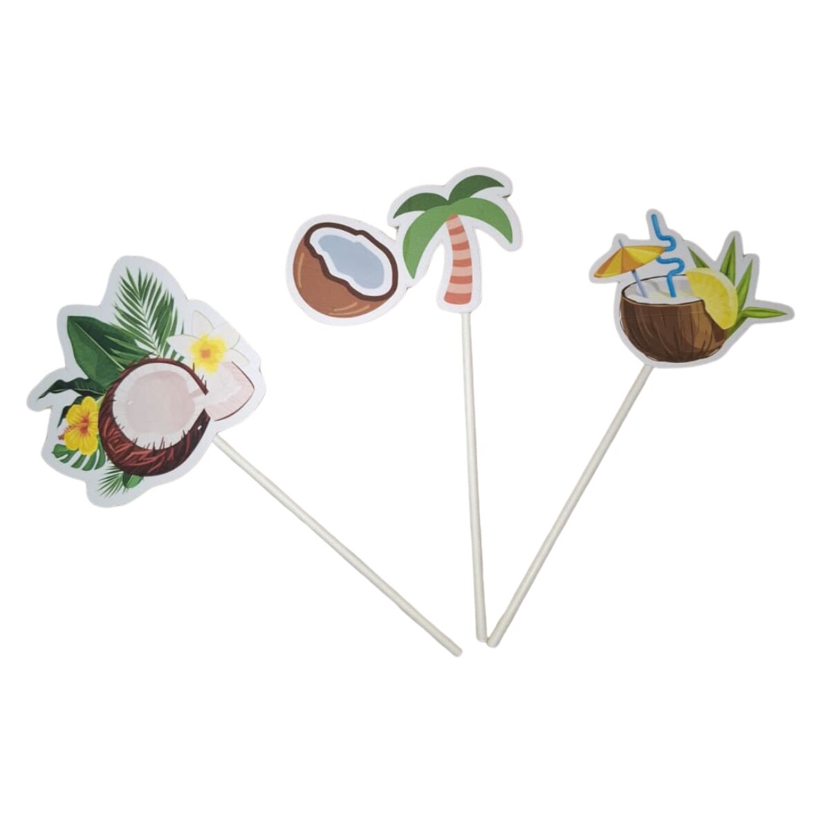 Decoratiune topper tort carton, tematica Pina Colada, aniversare - 10 ...