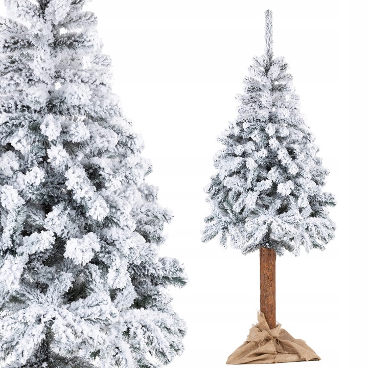 Springos műfenyő 220cm, természetes zöld hóval, állvánnyal