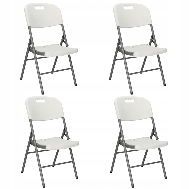Springos 4 db összecsukható szék szett, fehér, HDPE, fém, 86x46x53,5cm