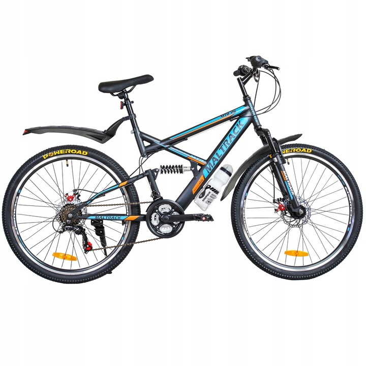 Велосипед MTB MalTrack Target 26", черен/син, 18 скорости, амортисьор, 140-180см