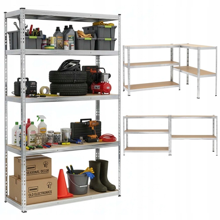 Springos fém polc REGAL MAGAZYNOWY 205x120x45 cm polcokkal, 1000kg teherbírás