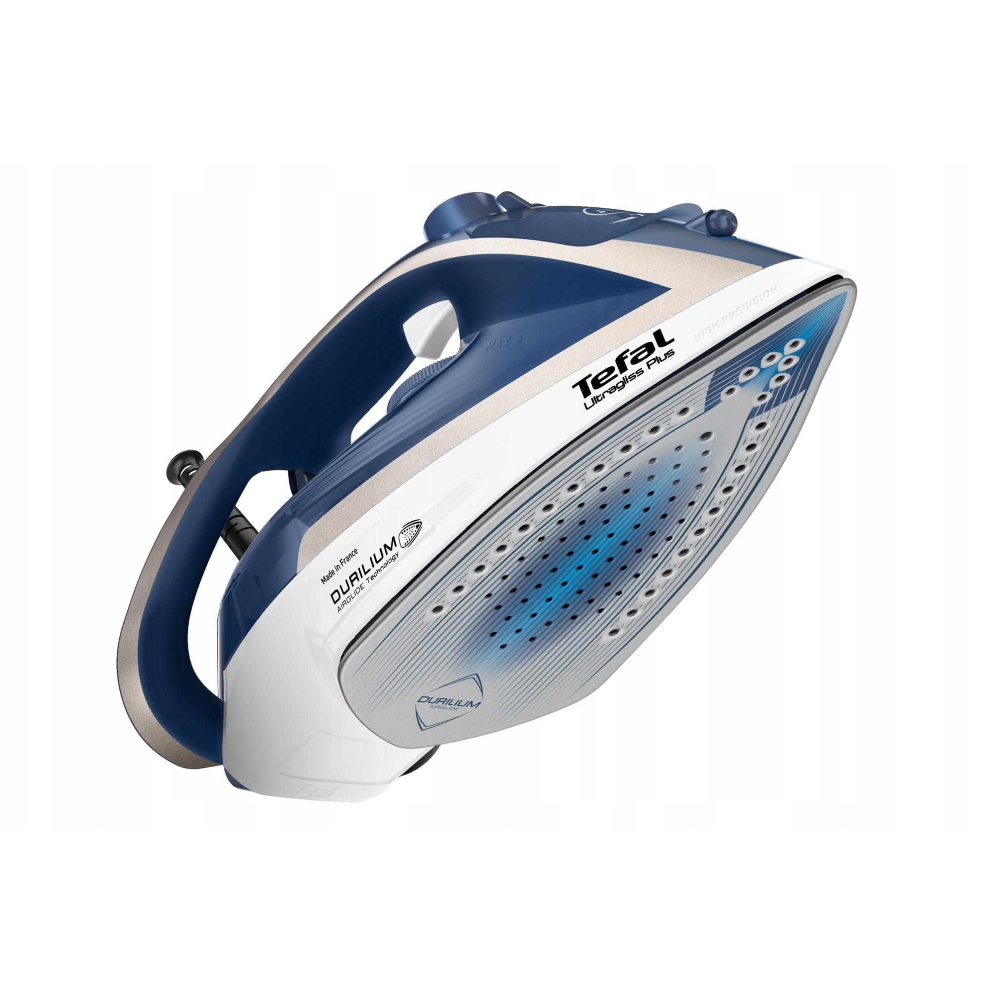 Fier de calcat cu abur Tefal Ultragliss Plus FV6812, 2800W, 50g/min, alb-albastru, 270ml