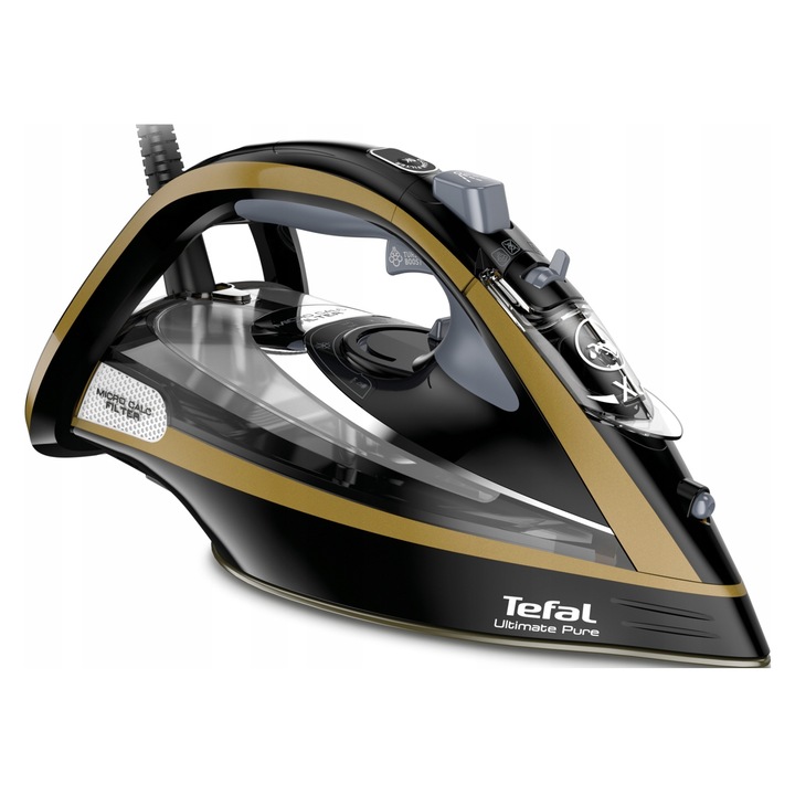 Fier de calcat Tefal Ultimate Pure, 3000W, 250g/min, sistem anti-calcar, alb