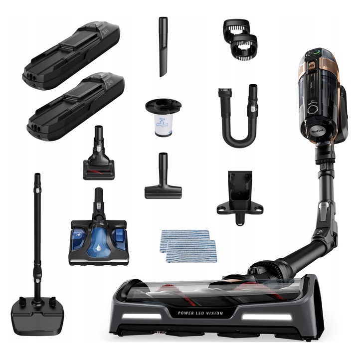 Aspirator vertical fara fir Tefal X-Force Flex Aqua 15.60 3 in 1, 2 baterii, 245 Air Watt, set complet