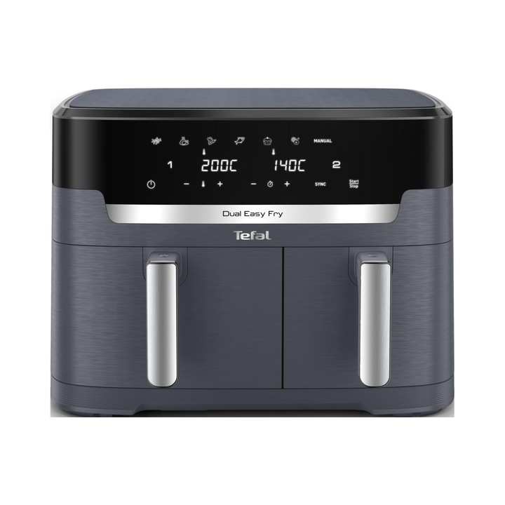 Фритюрник без мазнина Tefal Dual Easy Fry XXL, 11L, 2 отделения, сив