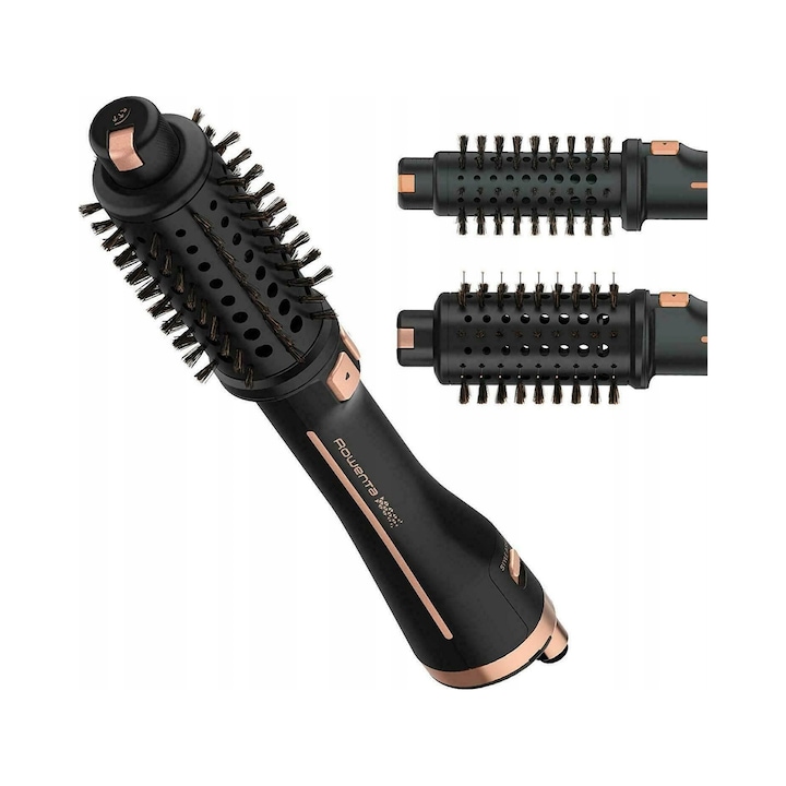 Perie de par electrica Rowenta Ultimate Experience CF9620, 3 niveluri de temperatura, 750W, neagra, set cu 3 accesorii