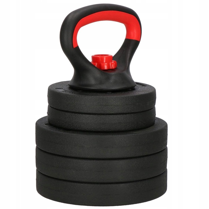 Súlyzókészlet 10 kg, 5 tárcsa, összetett kettlebell, fekete és piros