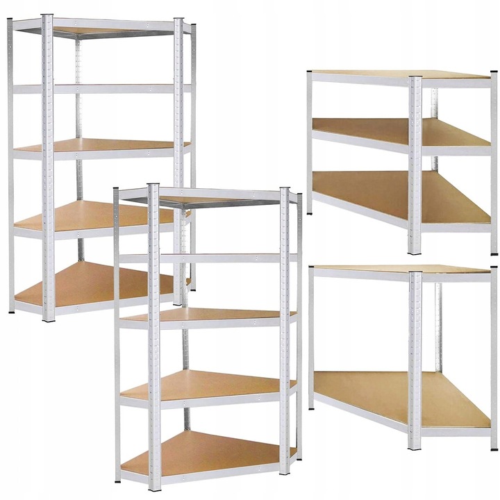 Springos Naroane 2 db polc szett, 180x90x40cm, 5 polc, 875kg kapacitás, Fehér