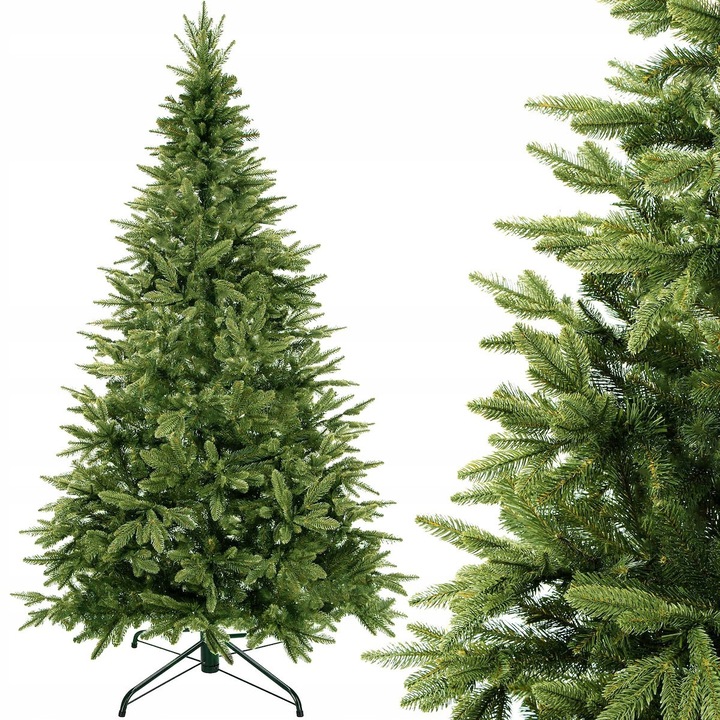 Springos műfenyő, 220cm, zöld, fém állvány, természetes megjelenés