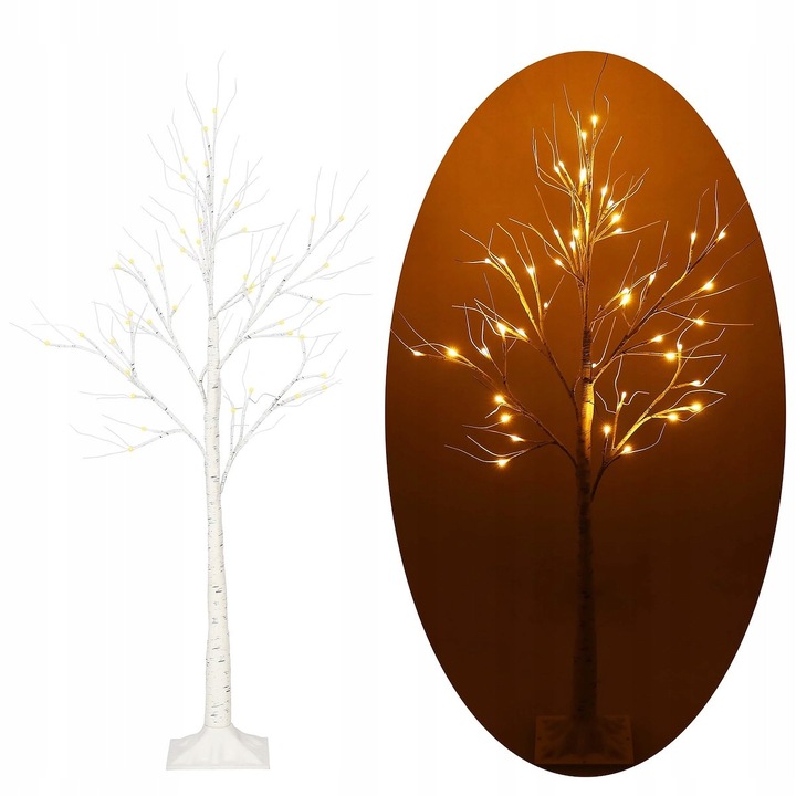 LED Коледно дърво, Springos, 150см, 72 LED, топло бяло, стабилна основа