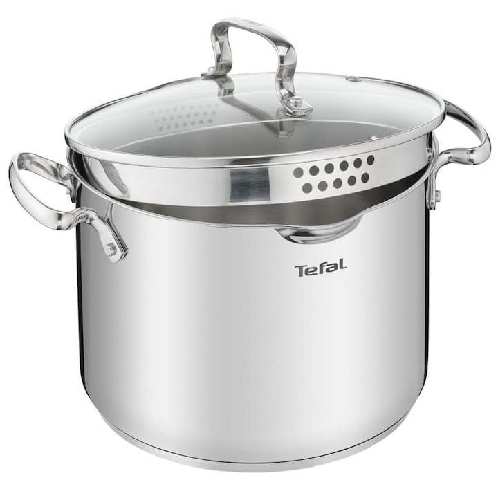 Oala inalta cu capac Tefal Duetto+, 22cm, inox, 6,1L
