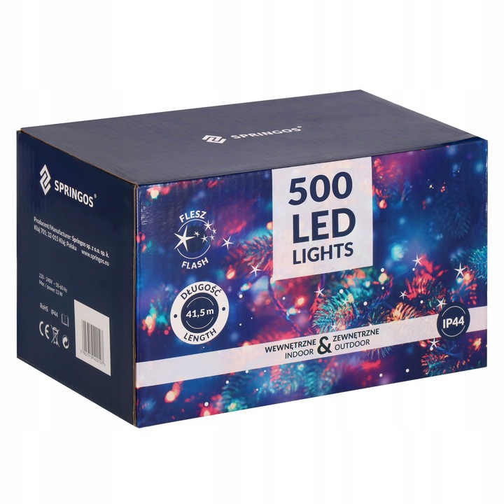 Външни LED лампи, 500 диода, студено бяло + светкавица, 41,5м, IP44, възможни комплекти