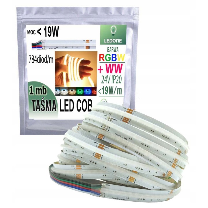 LED COB szalag 784 dióda, LED-ONE, RGBW + NW, 24V, 1m, IP20