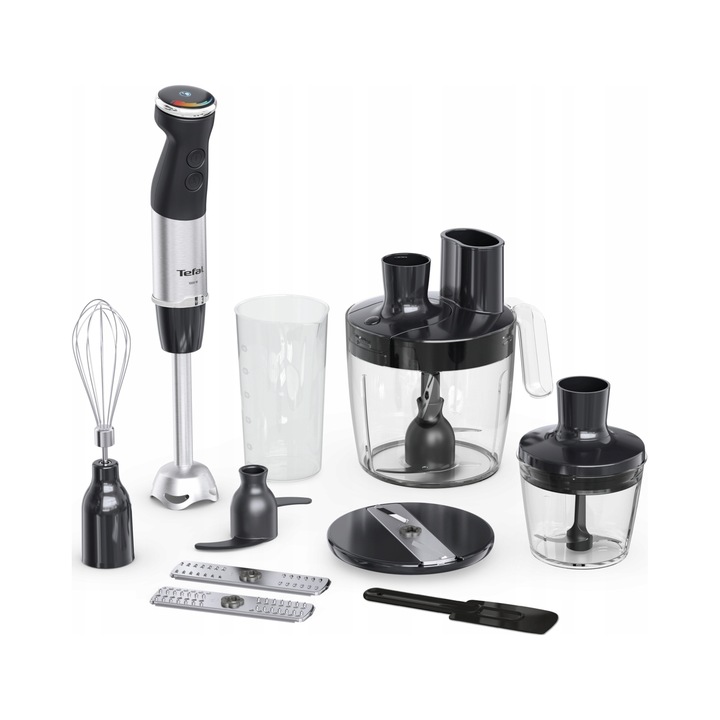 Blender manual Tefal Quickchef+ 1000 W 4w1, 20 viteze, accesorii 4w1, culoare neagra