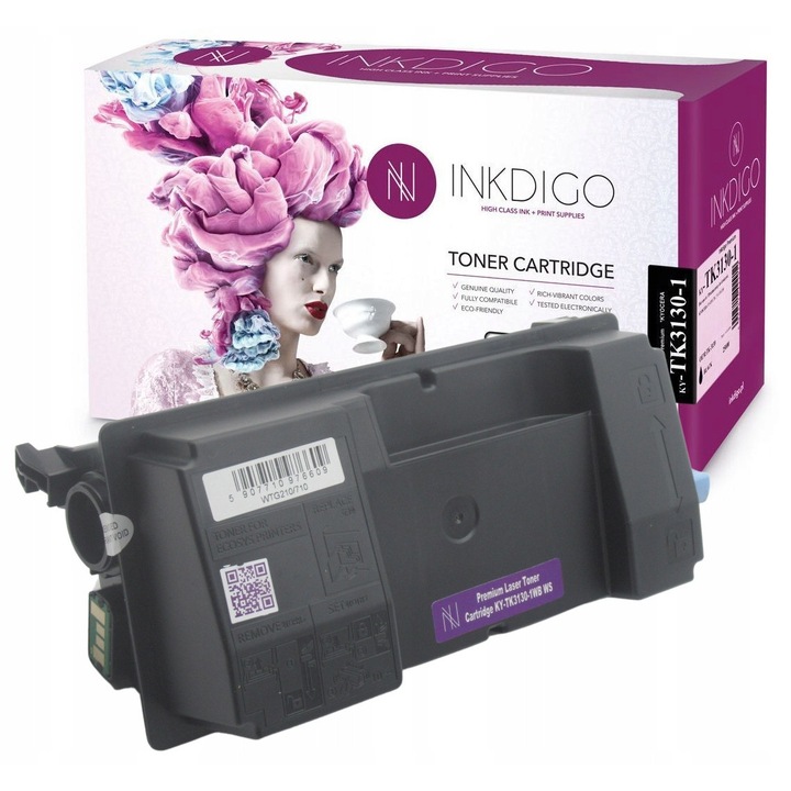 Тонер за лазерен принтер Inkdigo Premium XL, черен, съвместим с Kyocera, 25000 страници A4
