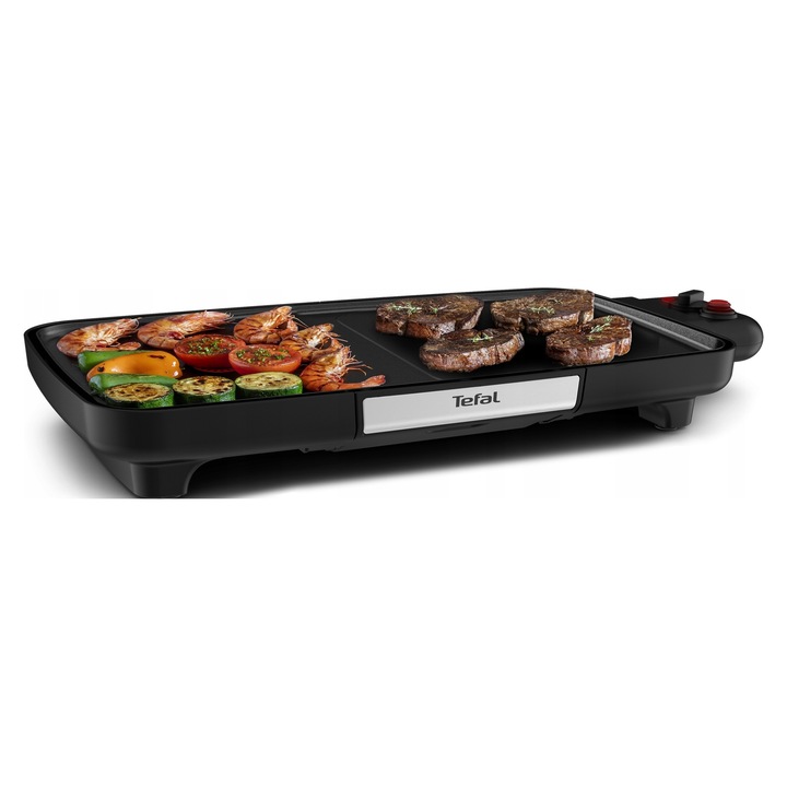 Gratar electric Tefal Booster 2w1, 2200W, suprafata de gatit 50x26cm, negru
