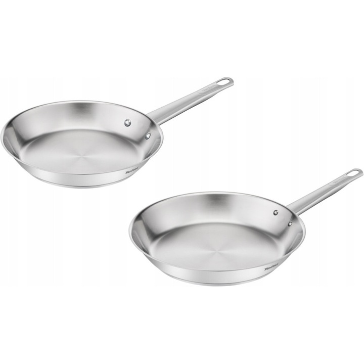 Комплект тигани Tefal 24/28 см инокс, подходящи за индукция, устойчиви на температури до 210°C