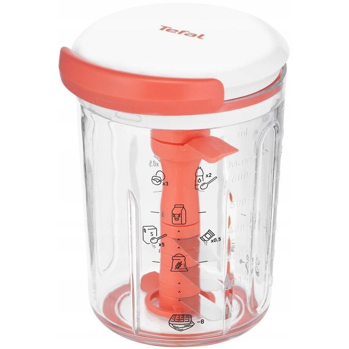 Mixer manual pentru aluat cu masura Tefal Pancake Express 900ml, 3 lame din otel inoxidabil, fara fir